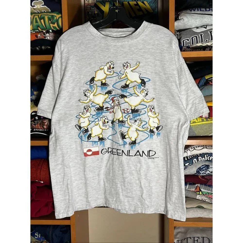 Vintage 90s Greenland Polar Bears Ice Skating Tee